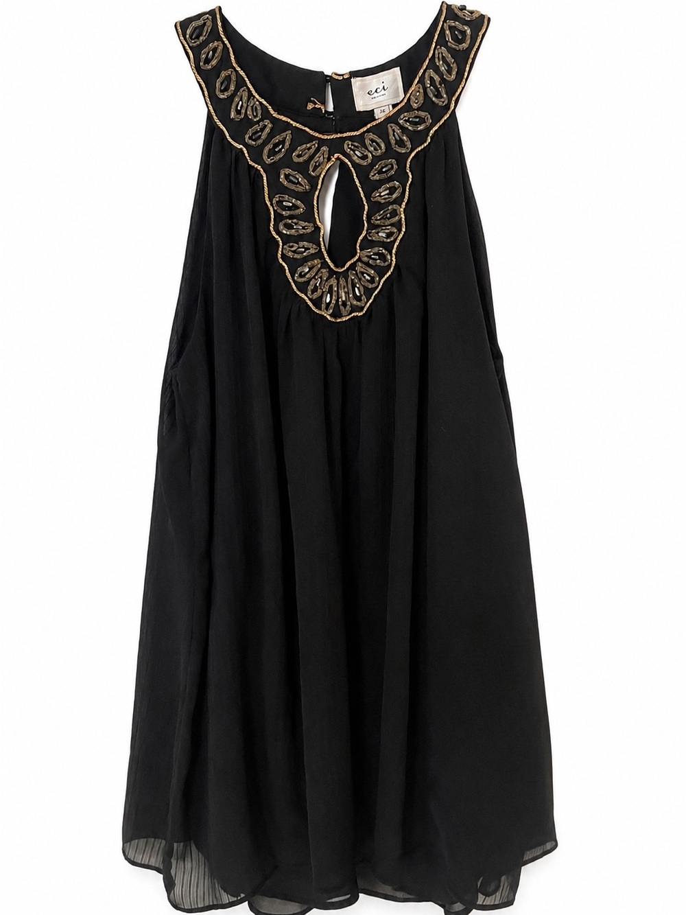 ECI New York Black Beaded Keyhole Tunic Top | 12